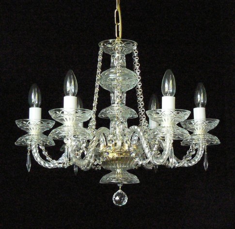 6 Arms simpe crystal chandelier with cut crystal drops