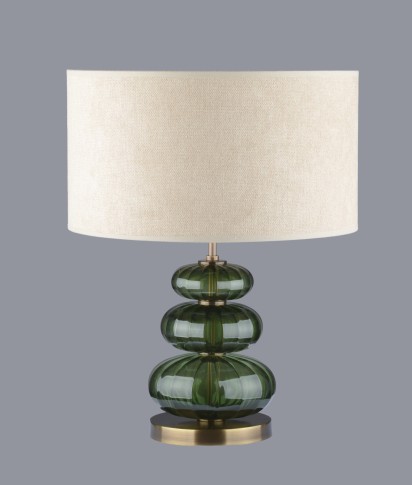 Lampe de table en verre vert foncé, de la couleur de l'olivine
