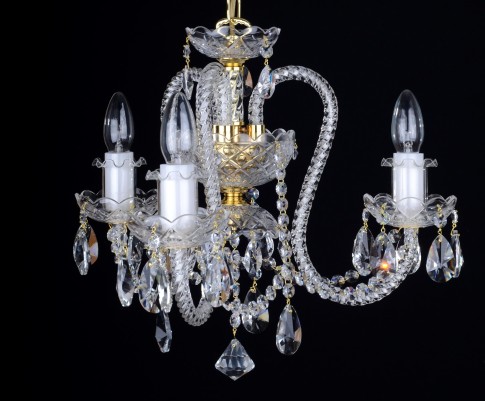 Lustre à 3 bras en cristal avec de longs bras en verre torsadé