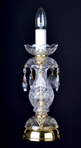 Lampe de table à 1 ampoule en cristal avec amandes taillées