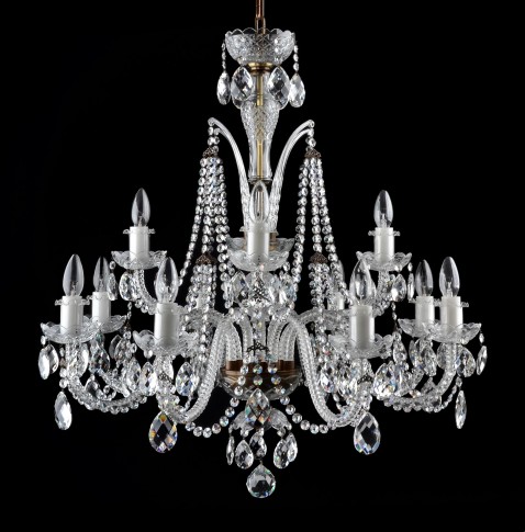 Brown 12-arm crystal chandelier