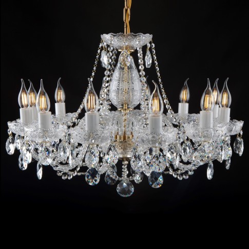 Grand lustre en cristal tchèque avec PK 500 cristal de Bohème taillé