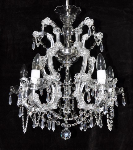 Lustre cristal de Marie-Thérèse en argent à 5 flammes