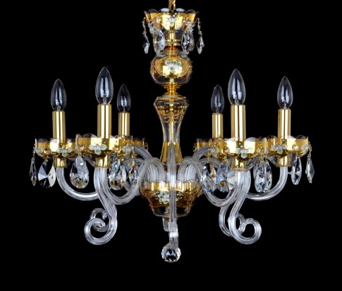 Lustre de luxe en cristal doré avec peinture 3D sur une base en OR