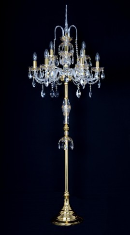 9 Arms Crystal floor lamp with the Gold painted cut