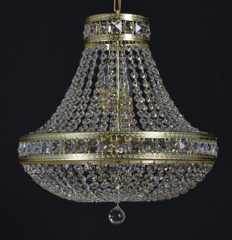 Lustre à panier en cristal avec des pierres carrées " Cristal de poire "