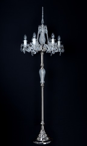 Decorative 6 Arms Crystal floor lamp with crystal almonds & Glass spike