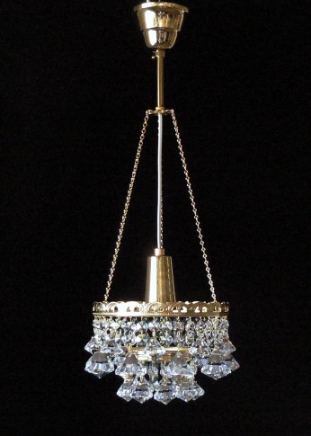 1 Bulb basket crystal chandelier with diamond shaped trimmings
