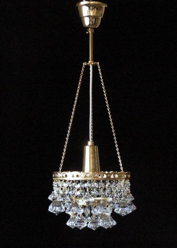 Lustre en cristal à panier d'ampoules avec garnitures en forme de diamant