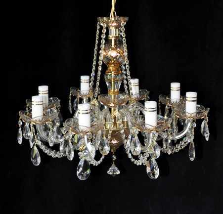 Lustre en cristal sur mesure à 8 bras - fleurs émaillées