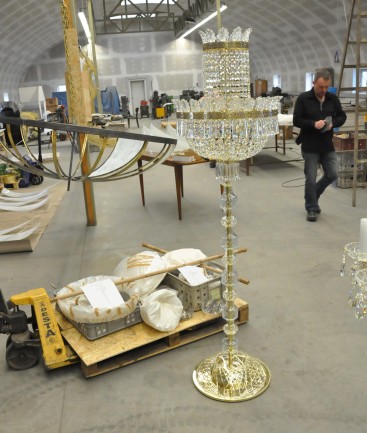 Grand lampadaire de Marie-Thérèse à 10 ampoules "Feuilles de palmier"