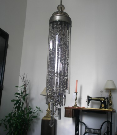 Design tubular crystal chandelier made of smoky glass