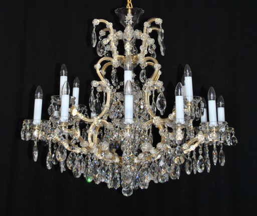 The 18 flames Maria Theresa chandelier - standard gold brass