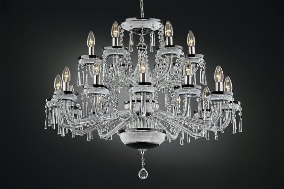 18-arms Black crystal chandelier cased glass