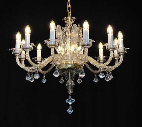 The 12 bulbs custom-made glass chandelier in Murano style - glass leaves & Flowers 1