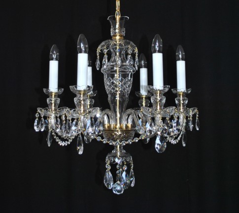 The hand blown and hand cut chandelier 6 arms in the original style of Kamenicky Senov