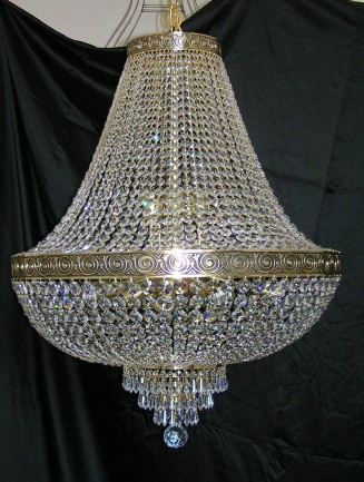 The 18 bulbs Srass basket crystal chandelier with with the cast brass belt