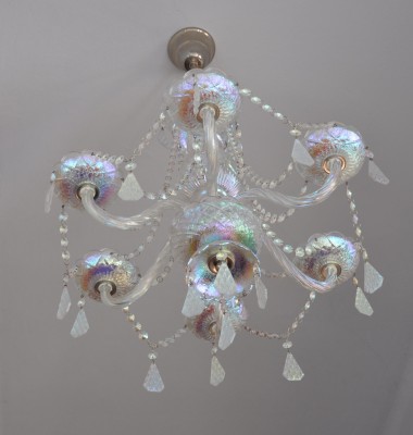 Glass chandelier with metallized surface