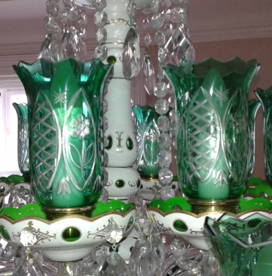Lighting vases - Green cased glass