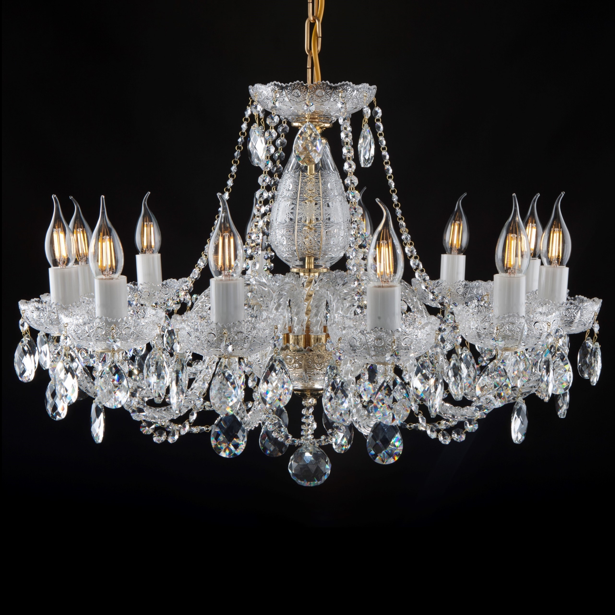 12 Cristaux 'Salzbourg Amande' 38mm Pour Lustre - Cristal Au Plomb 30% Pbo, Transparent