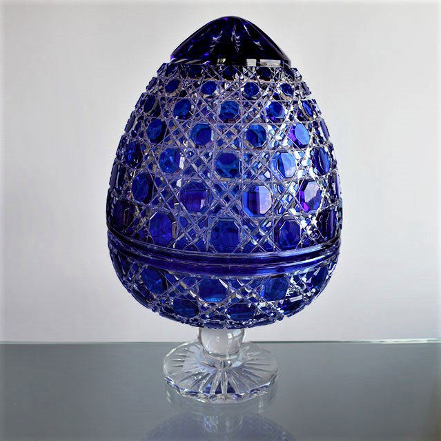Blue Egg made of cased glass - like a faberge egg
